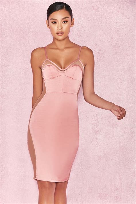 Clothing Bodycon Dresses Antares Dusty Pink Satin Bralet Dress Bralet Dress Bodycon
