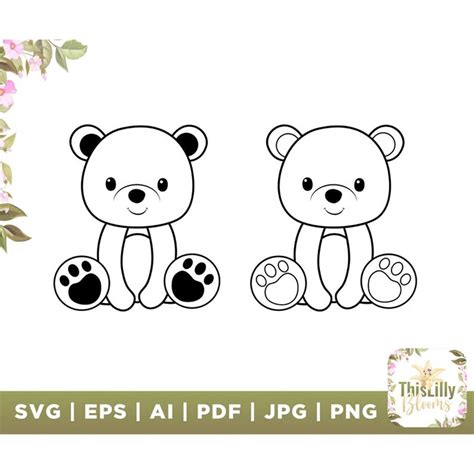 Teddy Bear Svg Cricut Cut Files Silhouette Cute Bear Colo Inspire