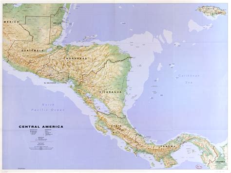 Mapa Físico De América Central Tamaño Completo Ex