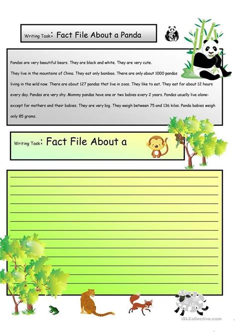 Creative Writing Animal Fact File 10 A1 Level Worksheet Free Esl