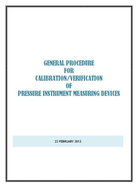 General Calibrationverification Procedure For Pressure Measuring