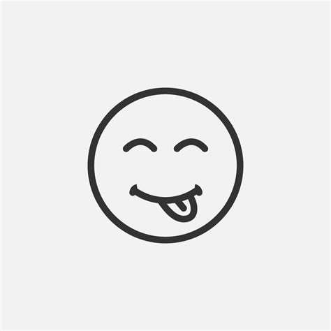 outline delicious tasty food symbol yummy and hungry smile emoji with tongue lick mouth icon