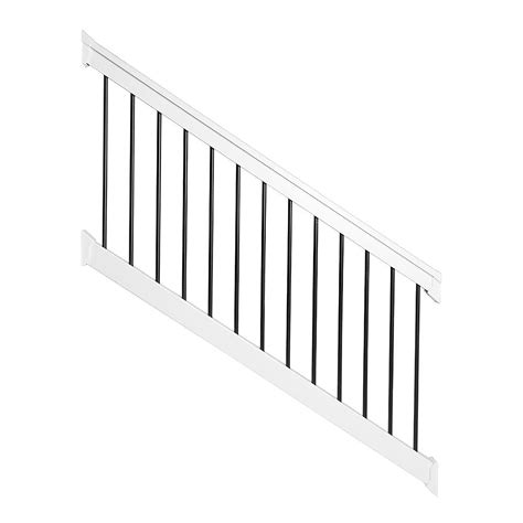 Attach the 4x4 post to the first step. Durables 3 1/2' x 8' Kirklees Vinyl Railing Stair Section ...