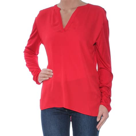 Inc Inc Womens Red Long Sleeve V Neck Hi Lo Top Size Xs