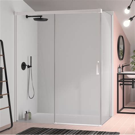 Décoration & aménagement vend une porte coulissante en bois vitrée (4 carreaux sablés) avec tout son mécanisme et systéme coulissant en applique. Habitium.fr: Pare-douche d'angle porte coulissante Glasé ...