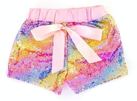 Rainbow Sparkle Shorts Girls Sparkle Sequin Shorts Rainbow Etsy