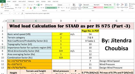 Excel Sheet For Wind Load Calculation As Per Is 8752015 Part 3