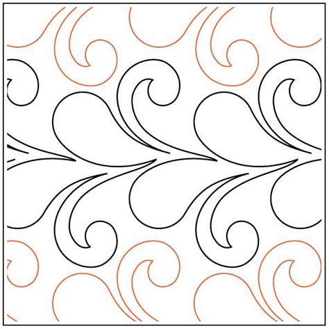 Flirty Feathers And Curls Paper Longarm Quilting Pantograph Design By