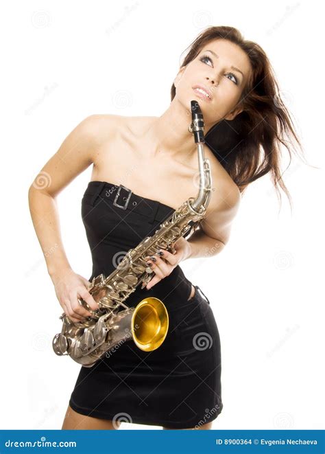 ragazza sexy con il sassofono fotografia stock immagine di musica femmina 8900364