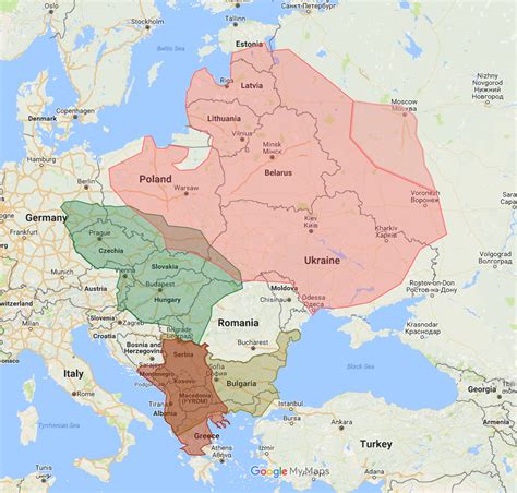 Every Slavic Empire At Their Peak Extent Based On Wikipedia Imaginary
