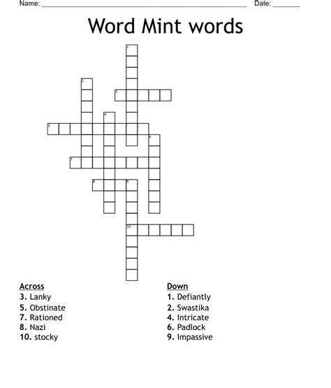 Word Mint Words Crossword Wordmint