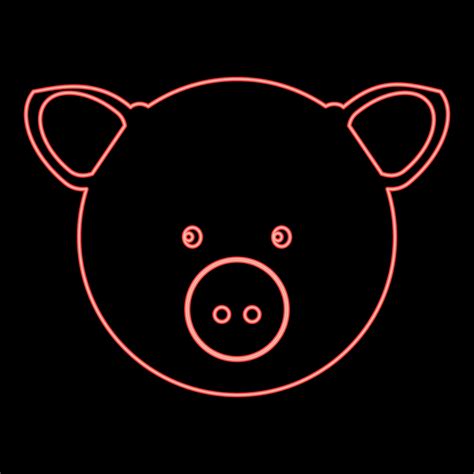 Neon Pig Head Red Color Vector Illustration Flat Style Image 7446617