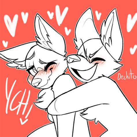 FURRY CUTE COUPLE HUGGING - YCH.Commishes