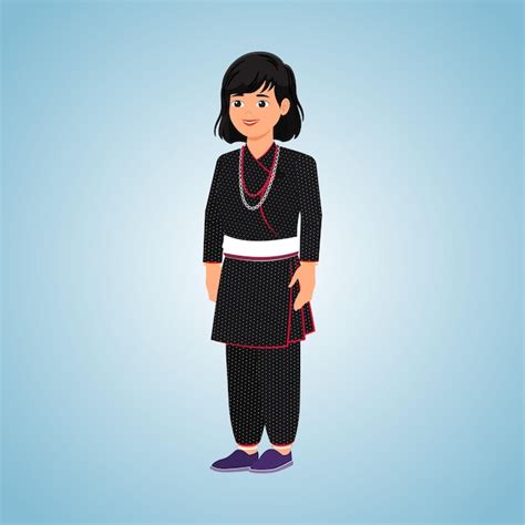 premium vector girl in traditional newari dress