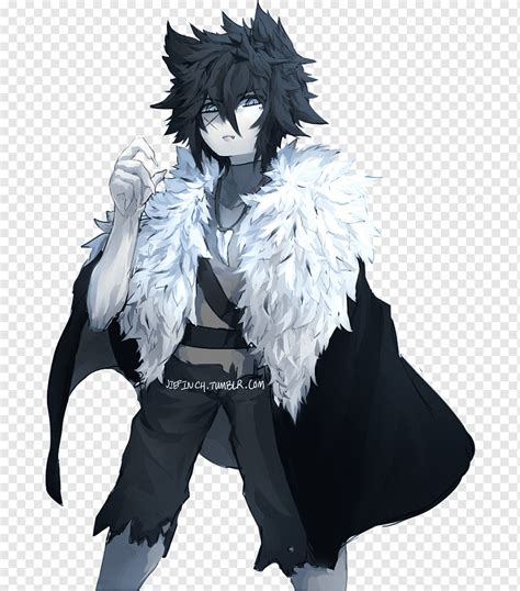 Male Anime Character Wearing White And Black Fur Coat Art Gray Wolf