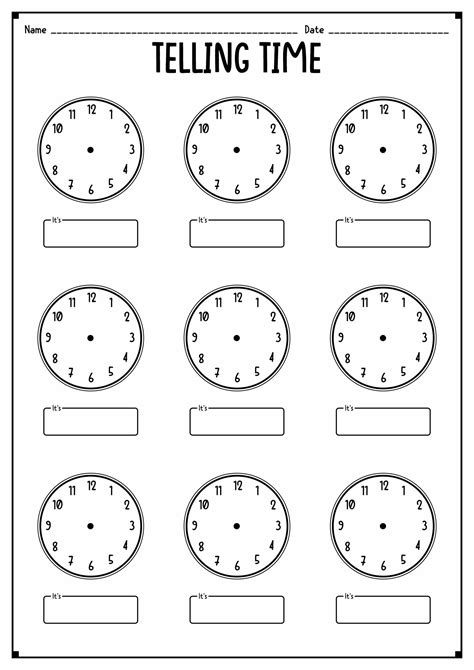 Worksheet Blank Clock Faces