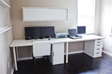 Crib to computer desk conversion. Clean White Computer Desk Setup from IKEA LINNMON ADILS ...