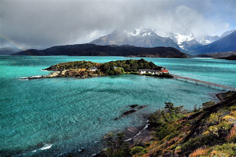 Nature Mountains Coast Lake Patagonia Pehoe 1080p Bridges Chile