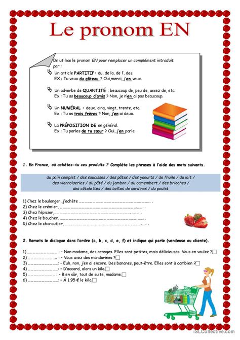 LE PRONOM EN pratique de la grammair Français FLE fiches pedagogiques pdf doc