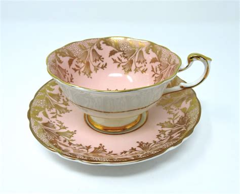 Paragon English Bone China Pink White And Gold Floral Pattern Cup And