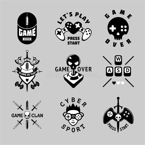 Sistema Del Emblema Del Vector Del Vintage De Los Videojuegos Muestras