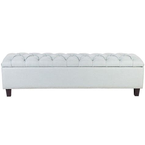Sloane Tufted Fabric Storage Bed End Ottoman Ice Blue Storage Bed