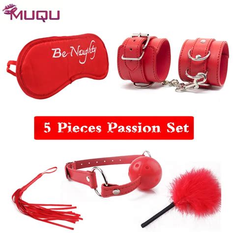 passion 5 pieces fetish bondage set bdsm bondage sex kit set leather metal hook adult sex games