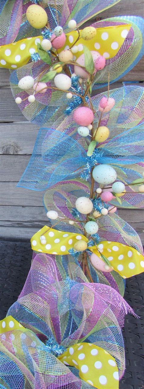 This Garland Is Made Of Striped Deco Mesh In Pink Green Yellow And