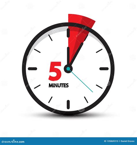 Five Minutes Stop Watch Alarm Clock Vector Illustration