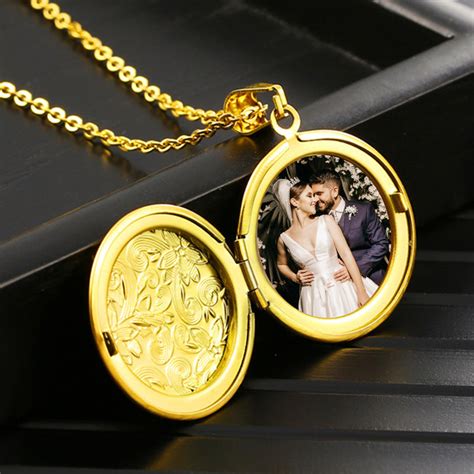 Floral Locket Necklace Personalized Photo Locket Necklace For Couples
