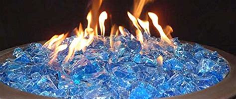Hiland Rglass Trq Pit Fire Glass I N Turquoise Extreme Tempature Rating Good For Propane Or