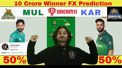 Mul Vs Kar Dream11 Prediction Multan Sultans Vs Karachi Kings Psl 2023 Kar Vs Mul Dream11 Psl