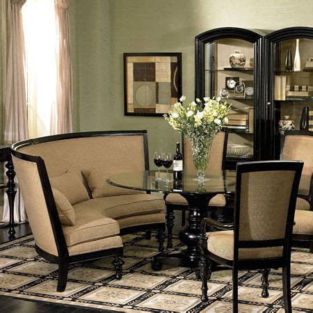 What is the ideal size bench for a dining table? I love the idea of this high-backed curved bench for a ...