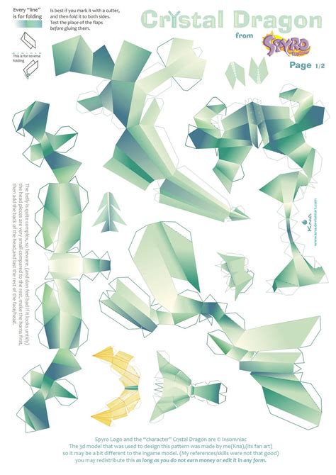 Crystal Dragon Statue Papercraft Pattern01 By Kna On Deviantart