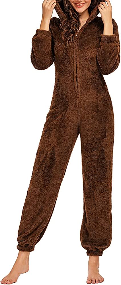 Jumpsuit Teddy Fleeceoverall Warme One Piece Pyjama Jumpsuits For Women