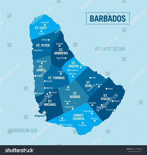 Vektor Stok Barbados Political Map Barbados Island Isolated Tanpa