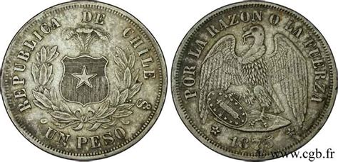 Chile 1 Peso Condor 1875 Santiago Fwo127052 World Coins