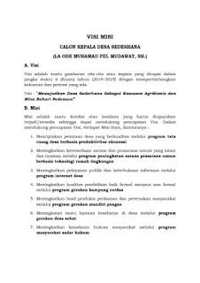 Contoh Visi Misi Calon Kepala Desa Terbaik [Format PDF-Doc] | FORMAT