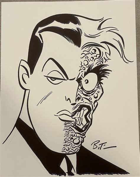 Two Face Headshot In Michael Chad Cloes Bruce Timm Art Comic Art