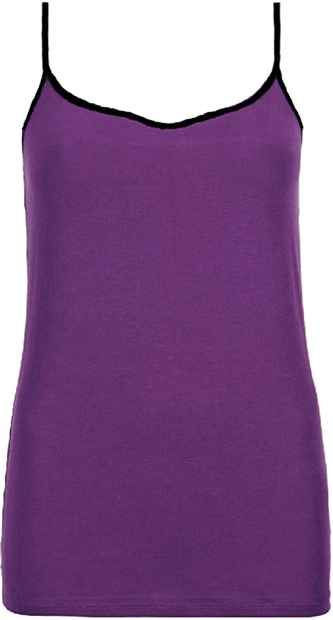 ladies marks and spencer stretchy cotton rich strappy camisole vest top mands 16 purple black