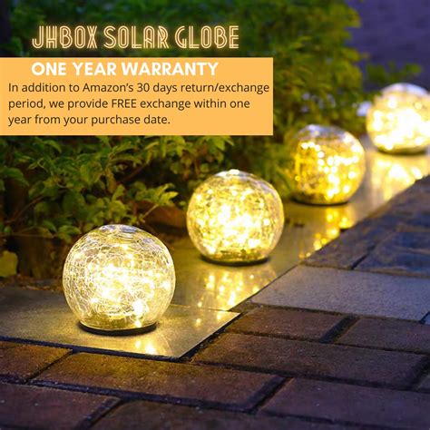 Jhbox Solar Globe Lights Outdoor Cracked Glass Led Ball Light 20 Leds
