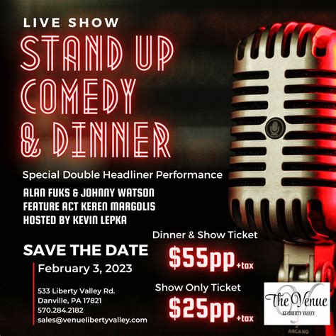 Stand Up Comedy Night And Dinner 2023 The Venue At Liberty Valley