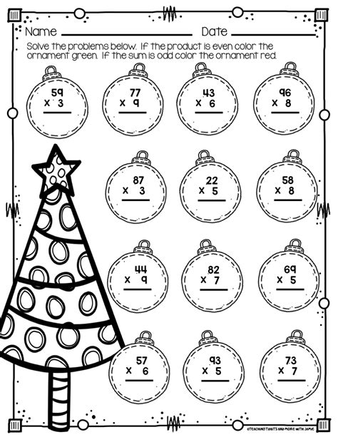 Printable Christmas Worksheets For 3rd Grade