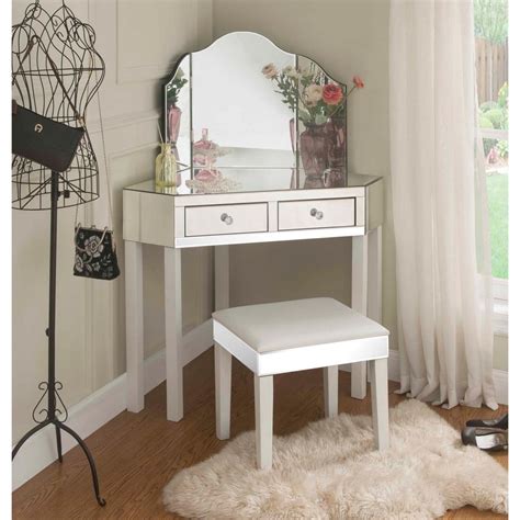 Inspired Home White Vanity Tables With Trifold Mirror Jf97 07we K Hd