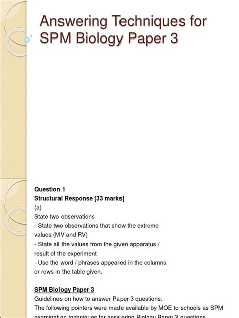 Tarikh semakan keputusan upsr, pasr, pt3, spm, spmu, stam, stpm serta. Answering Techniques for SPM Biology Paper 3 | Experiment ...