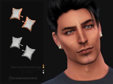 The Sims Resource Diamond Stud Earrings For Male And Female