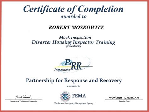 Fema Training Certificates Tutoreorg Master Of Documents