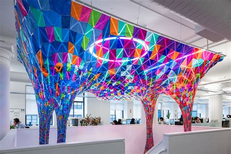 Stain Glass Art Installation That Hangs Through Two Floors Of Behance S New Nyc Offices