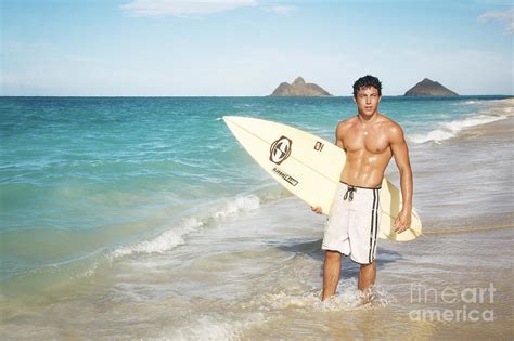 Man At The Beach With Surfboard Photograph By Brandon Tabiolo Printscapes
