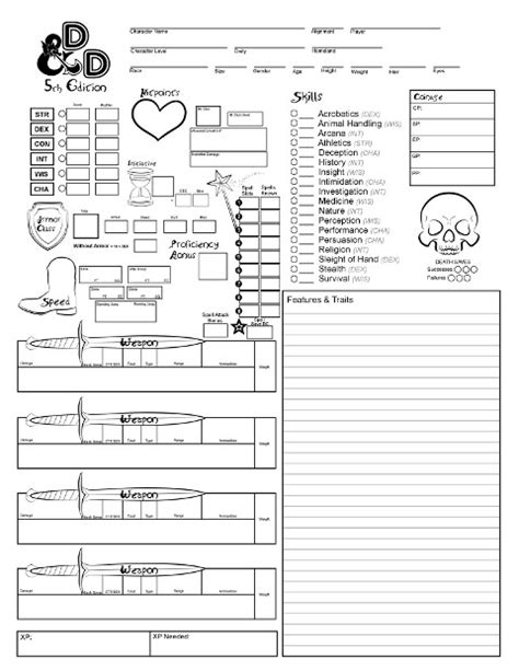 D And D 5th Edition Character Sheet By 3fangs On Deviantart